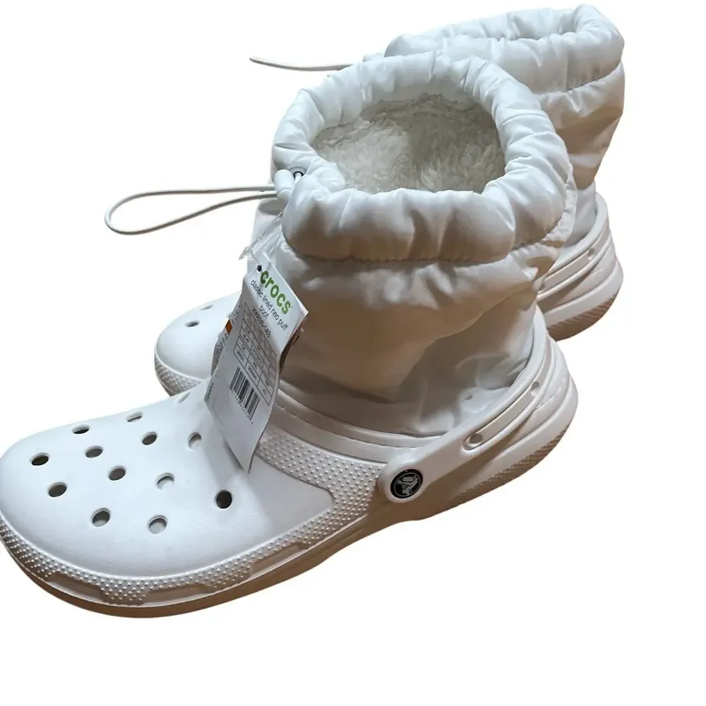 Crocs Classic Lined‎ Neo Puff Boot Size Men's 12 Winter White 206630-143